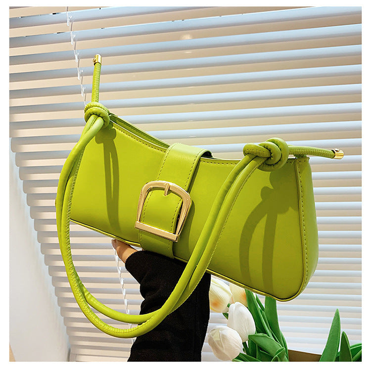 Buckle Baguette Shoulder Bag – Knotted Strap Y2K Style Purse