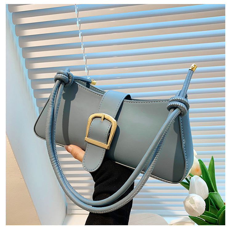 Buckle Baguette Shoulder Bag – Knotted Strap Y2K Style Purse