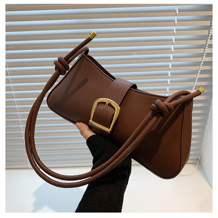Buckle Baguette Shoulder Bag – Knotted Strap Y2K Style Purse