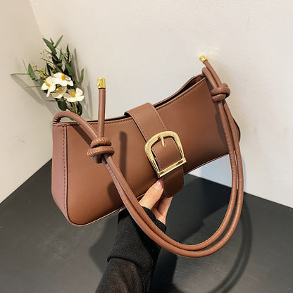 Buckle Baguette Shoulder Bag – Knotted Strap Y2K Style Purse