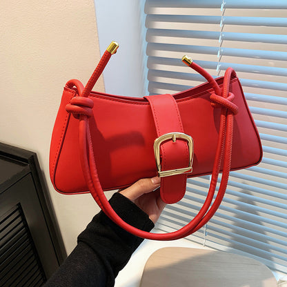 Buckle Baguette Shoulder Bag – Knotted Strap Y2K Style Purse