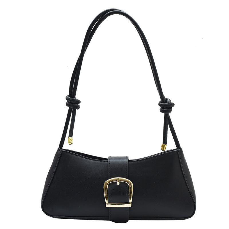 Buckle Baguette Shoulder Bag – Knotted Strap Y2K Style Purse