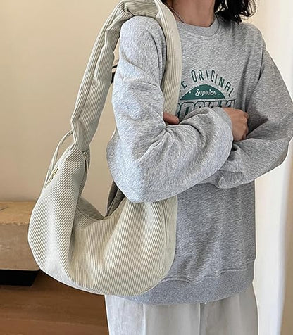 Rust Ruched Handle Hobo Bag – Soft Corduroy Shoulder Purse