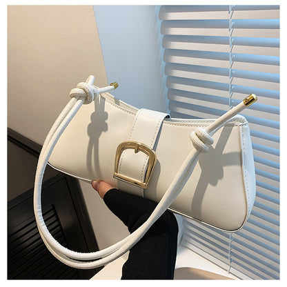 Buckle Baguette Shoulder Bag – Knotted Strap Y2K Style Purse