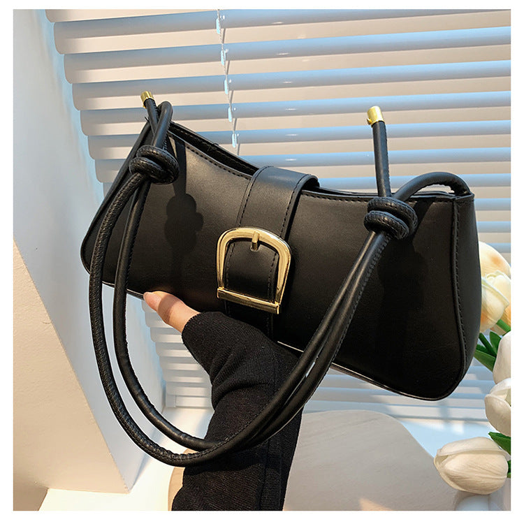 Buckle Baguette Shoulder Bag – Knotted Strap Y2K Style Purse