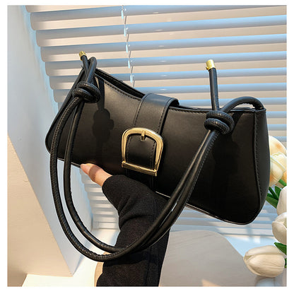Buckle Baguette Shoulder Bag – Knotted Strap Y2K Style Purse