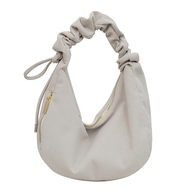 Rust Ruched Handle Hobo Bag – Soft Corduroy Shoulder Purse