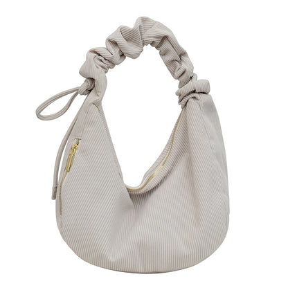 Rust Ruched Handle Hobo Bag – Soft Corduroy Shoulder Purse