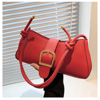 Buckle Baguette Shoulder Bag – Knotted Strap Y2K Style Purse