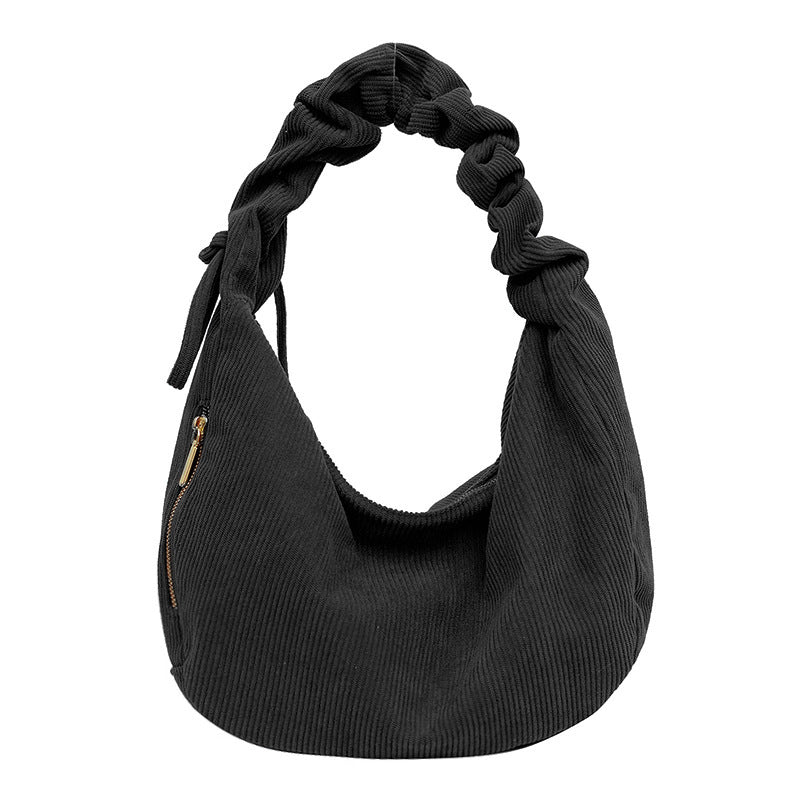Rust Ruched Handle Hobo Bag – Soft Corduroy Shoulder Purse